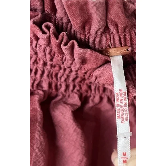 Free People Moana Stripe Puff Sleeve Mini Dress Medium Babydoll Square Neck - Picture 6 of 7